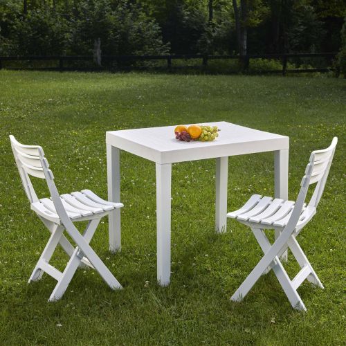 Salotto da esterno economico 2 sedie e tavolo bianco - Altar