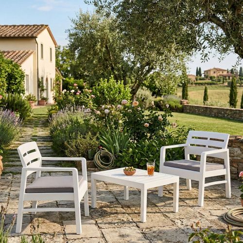Salotto da giardino 2 poltrone bianco - Alfio