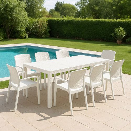 Salotto da giardino sedie effetto rattan bianco - Arret