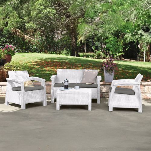 Salotto da terrazza con poltrone e divano bianco - Nelson