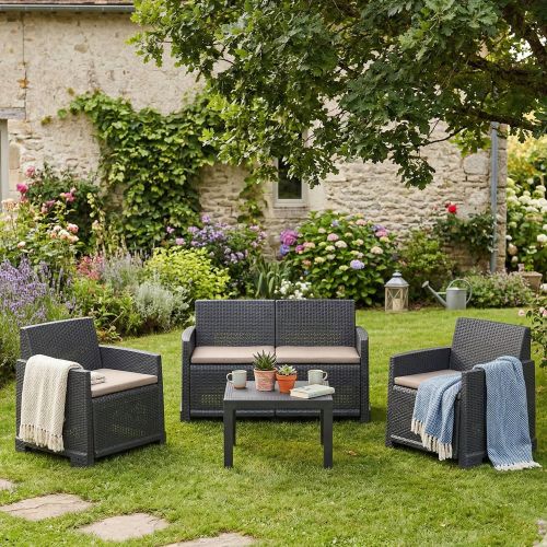 Salotto per cortile poltrone e divano antracite - Atrito