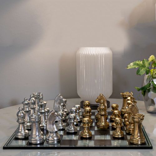 Scacchiera oro Argento Colore Struttura Argento Materiale Struttura in Vetro, - Bamanile