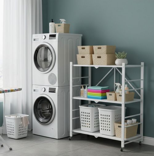 Scaffali Bianco Ruote 3 Ripiani, Peso Supportato 40 kg - Cossato