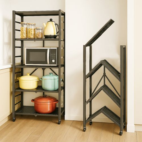 Scaffali Nero Antracite 5 Ripiani Richiudibile 71x38x156h cm, Peso Supportato 40 kg - Minori