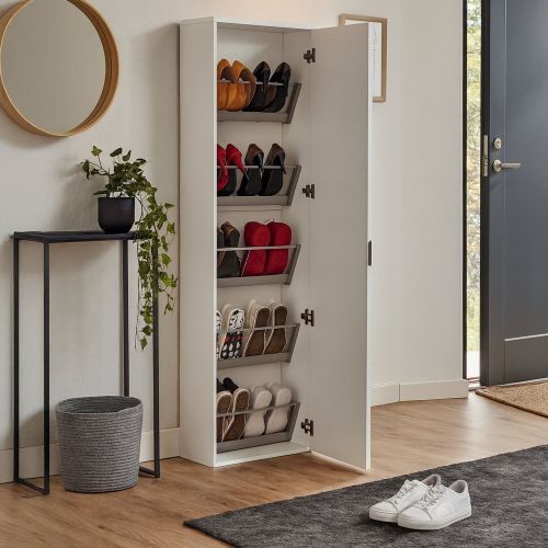 Scarpiera 10 paia bianca 50x178h cm con specchio - Amonature