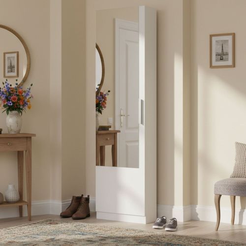 Scarpiera 16 paia bianca 50x180h cm 1 anta specchio - Euro