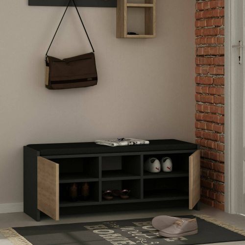 Scarpiera 2 ante antracite e rovere 110x43h cm - Axar