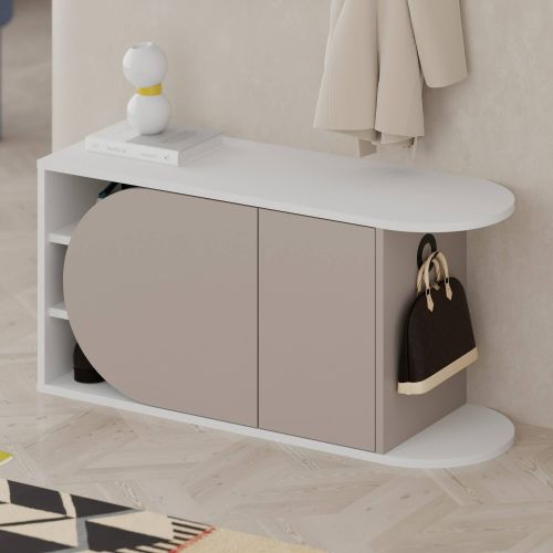 Scarpiera 2 ante beige e bianca 104x50h cm - Kyle