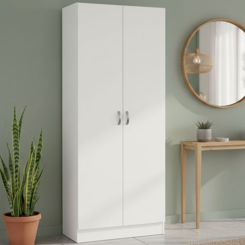 Scarpiera 2 ante bianca 69x170h cm con ripiani regolabili - Erinni