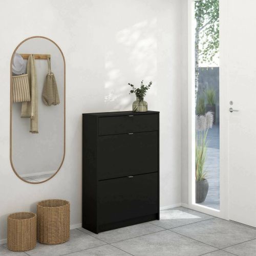 Scarpiera 2 ante e 1 cassetto nera 70x101h cm - Theophile