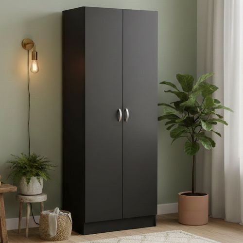 Scarpiera 2 ante nera 69x170h cm con ripiani regolabili - Erinni