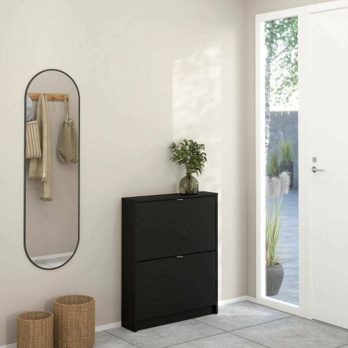 Scarpiera 2 ante nera 70x85h cm - Turchese