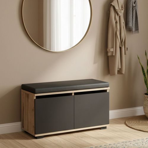 Scarpiera 2 ante noce e nera 80x42h cm - Delphin