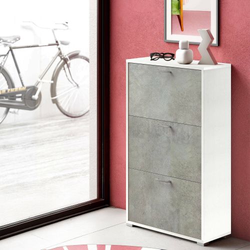 Scarpiera 3 ante bianca e cemento 67x112h cm - Axinite