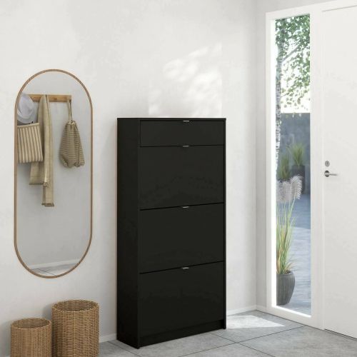 Scarpiera 3 ante e 1 cassetto nera 70x139h cm - Mandukhai
