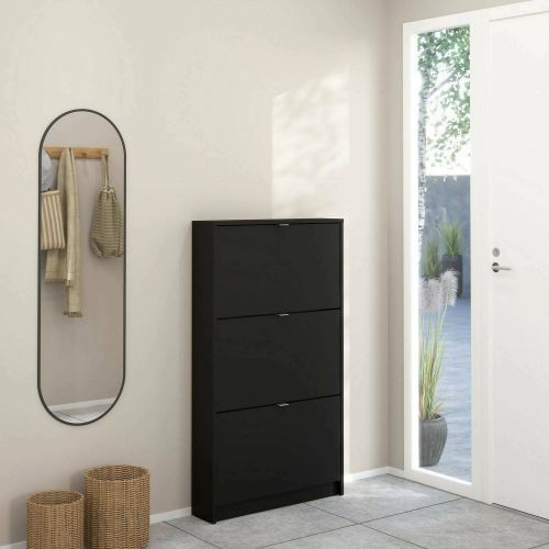 Scarpiera 3 ante nera 70x123h cm in legno - Aran