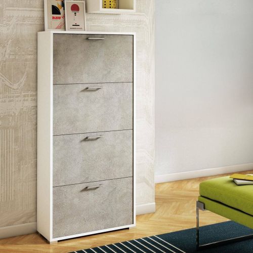 Scarpiera 4 ante bianca e cemento 67x147h cm - Adeindein