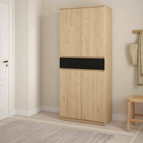 Scarpiera 4 ante e 1 cassetto rovere e nera 80x191h cm - Jangmi