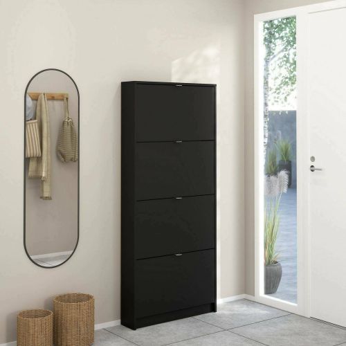 Scarpiera 4 ante nera 70x162h cm 12 paia - Desideria