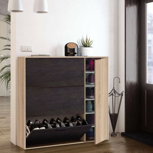 Scarpiera 4 ante rovere e nera 106x115h cm - Ammour