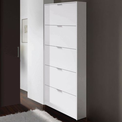 Scarpiera 5 ante bianca lucida 70x180h cm - Anatra
