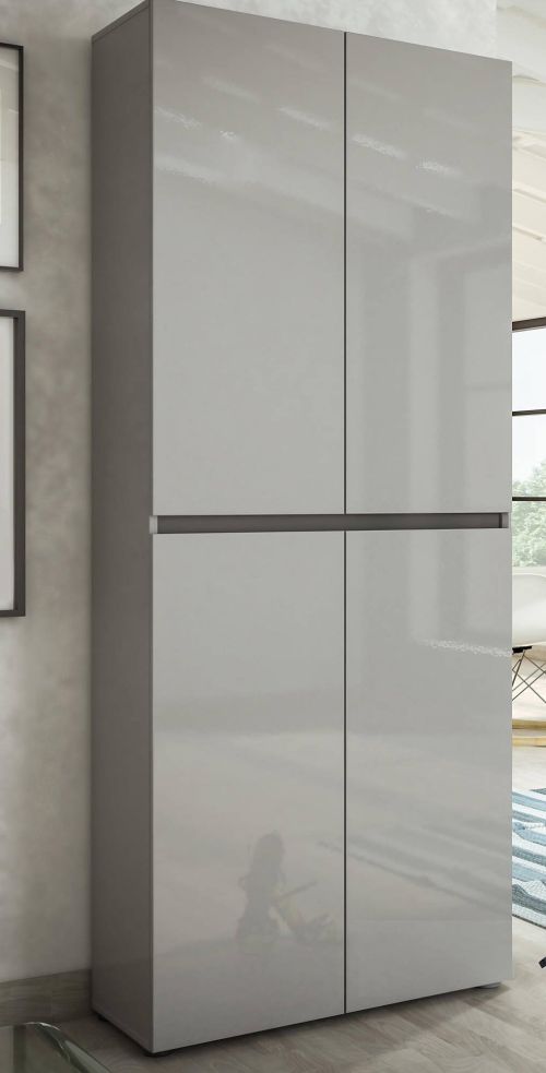 Scarpiera Alberton, Mobile portascarpe, Armadio da ingresso multiuso, Mobiletto per calzature, Made in Italy, 80x34h200 cm, Grigio