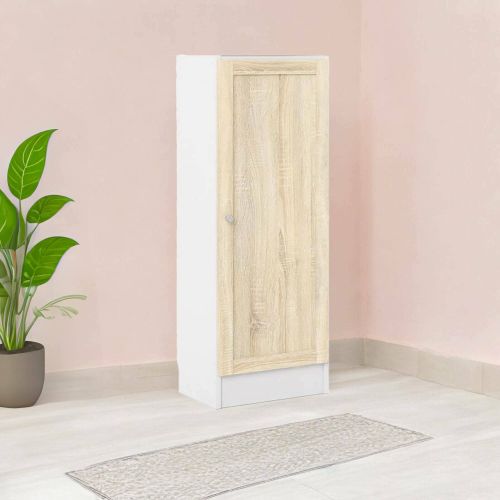 Scarpiera Amarante, Porta scarpe salvaspazio, Scarpiera da ingresso, Armadio scarpiera con anta, 41x28 h107 cm, Bianco e Quercia