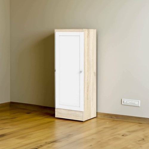 Scarpiera Amarante, Porta scarpe salvaspazio, Scarpiera da ingresso, Armadio scarpiera con anta, 41x28 h107 cm, Quercia e Bianco