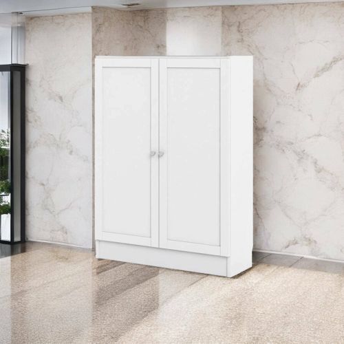 Scarpiera Ambre, Porta scarpe salvaspazio, Scarpiera da ingresso, Armadio scarpiera con anta, 79x28 h107 cm, Bianco