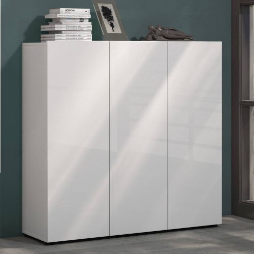 Scarpiera basic 3 ante bianca lucida 120x115h cm - Alcazar