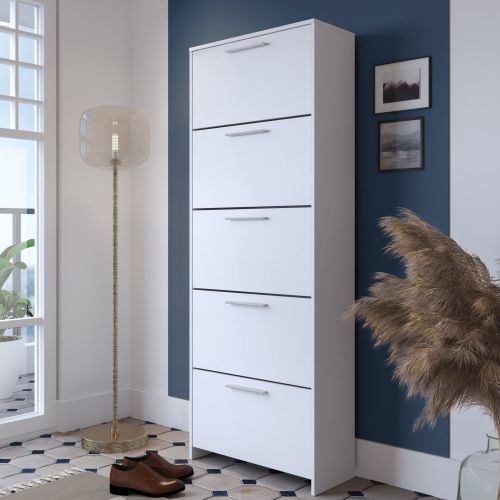 Scarpiera Bianco 5 Ripiani 10 Vani 69x28x187h cm, 5 Ante - Ghisalba