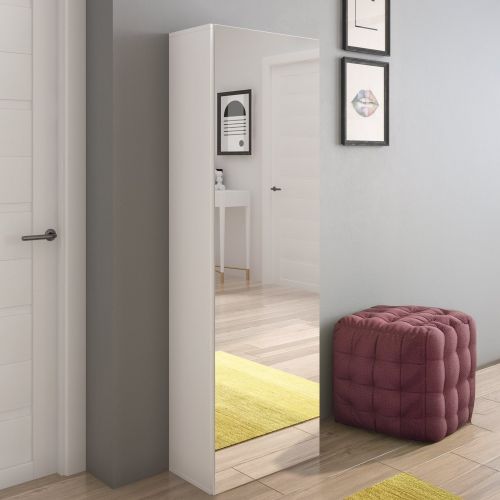 Scarpiera Bianco 6 Ripiani 7 Vani 51x28x160h cm, Un'anta - Stazzema