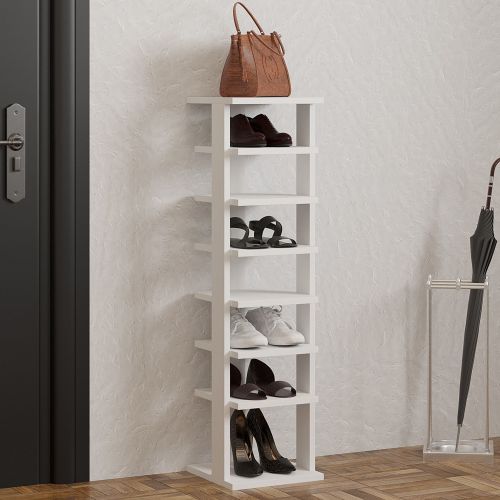 Scarpiera Bianco 8 Paia 8 Ripiani 30x30x110h cm, 7 Vani - Soddi