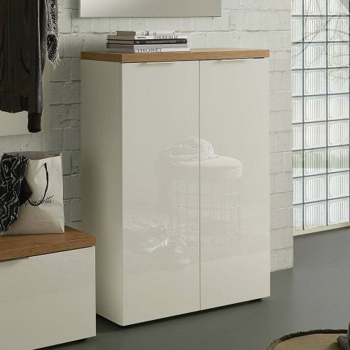 Scarpiera Bianco Lucido Marrone Rovere 21 Paia 22 Ripiani 80x34x115h cm, 24 Vani Made in Italy - Lentiai