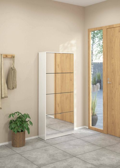 Scarpiera Bliss, Mobile portascarpe, Armadio da ingresso multiuso, Mobiletto per calzature, 24x70 h162 cm, Bianco