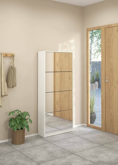 Scarpiera Bliss, Mobile portascarpe, Armadio da ingresso multiuso, Mobiletto per calzature, 70x24 h162 cm, Bianco