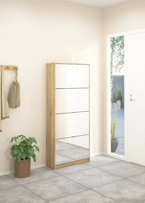 Scarpiera Bliss, Mobile portascarpe, Armadio da ingresso multiuso, Mobiletto per calzature, 70x24 h162 cm, Quercia