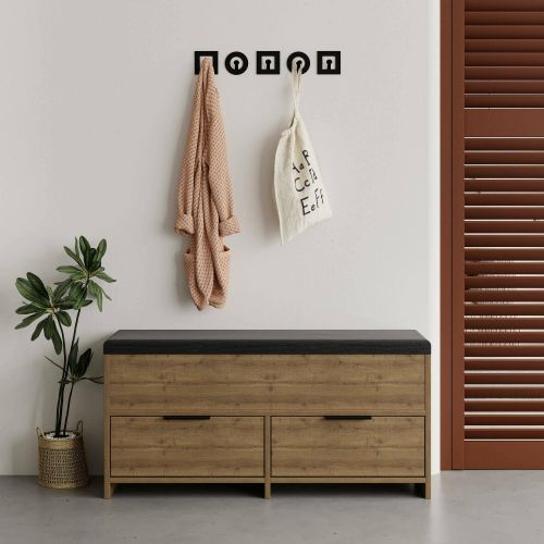 Scarpiera Botein, Mobile portascarpe, Armadio da ingresso multiuso, Mobiletto per calzature, 106x34 h50 cm, Quercia