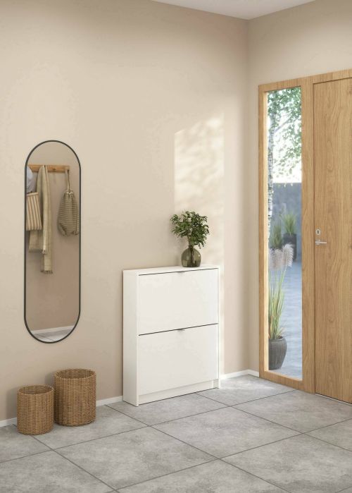 Scarpiera Celine, Mobile portascarpe, Armadio da ingresso multiuso, Mobiletto per calzature, 70x17 h85 cm, Bianco