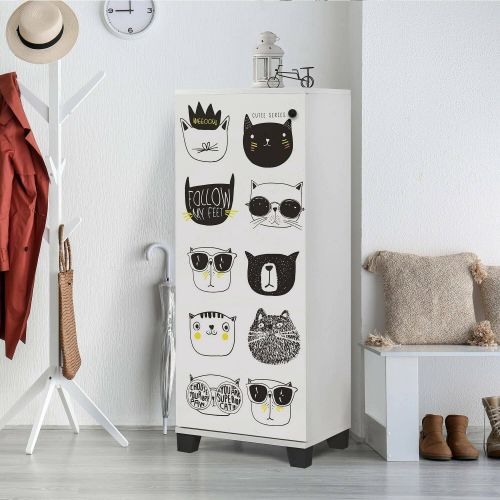 Scarpiera Deimos, Mobile portascarpe, Armadio da ingresso multiuso, Mobiletto per calzature, 50x38 h127 cm, Bianco e Nero