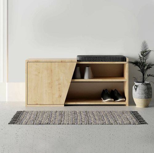 Scarpiera Dione, Mobile portascarpe, Armadio da ingresso multiuso, Mobiletto per calzature, 104x47 h37 cm, Quercia