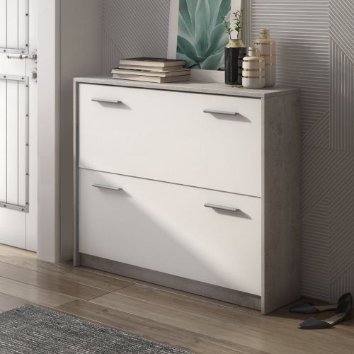 Scarpiera Grigio Cemento Bianco 98x24x80h cm - Nespolo