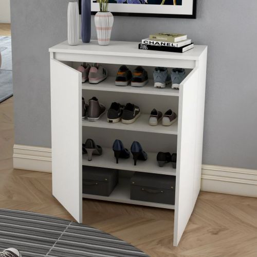 Scarpiera Grigio Chiaro 3 Ripiani 2 Ante 80x37x102h cm, Gola per Apertura Ante Made in Italy - Astrina