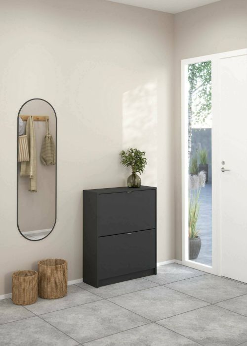 Scarpiera Hughette, Mobile portascarpe, Armadio da ingresso multiuso, Mobiletto per calzature, 24x70 h85 cm, Grigio