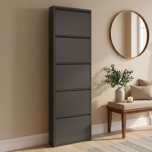 Scarpiera in metallo 5 ante nera 50x172h cm in metallo - Afrend