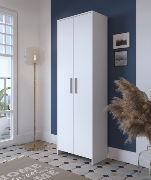 Scarpiera Ionio, Mobile portascarpe, Armadio da ingresso multiuso, Mobiletto per calzature, 65x38h197 cm, Bianco