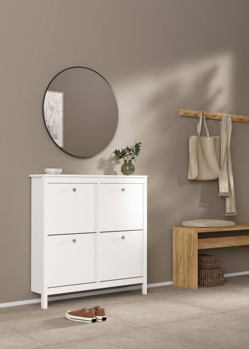 Scarpiera Laurence, Mobile portascarpe, Armadio da ingresso multiuso, Mobiletto per calzature, 25x103 h103 cm, Bianco
