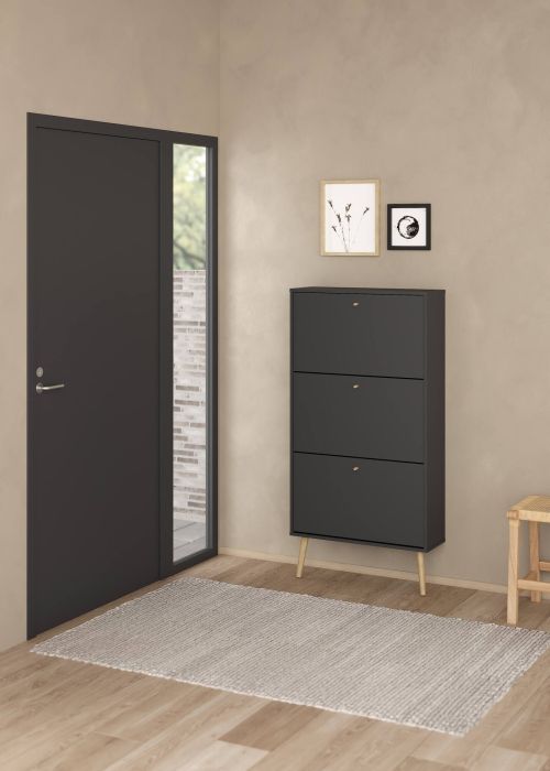 Scarpiera Lillian, Mobile portascarpe, Armadio da ingresso multiuso, Mobiletto per calzature, 24x70 h139 cm, Grigio