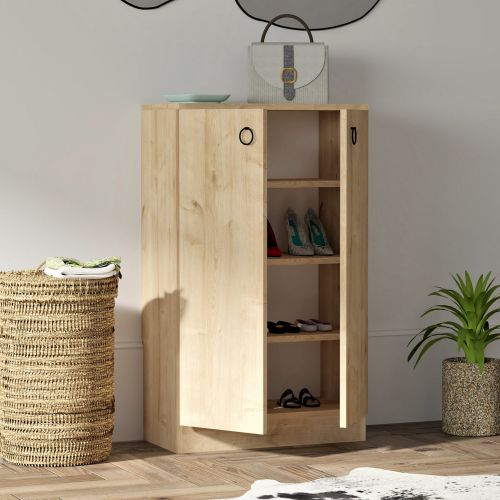 Scarpiera Marrone Olmo 3 Ripiani 2 Ante 60x32x100h cm, 4 Vani - Piario