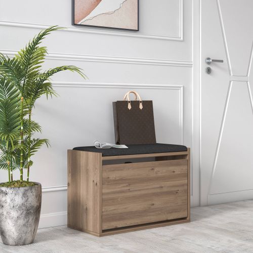Scarpiera Marrone Quercia un Ripiano 2 Vani 65x43.5x32h cm, Un'anta
